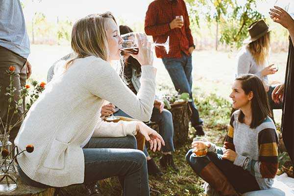 A group of friends on a wine tour tasting the best of napa valley